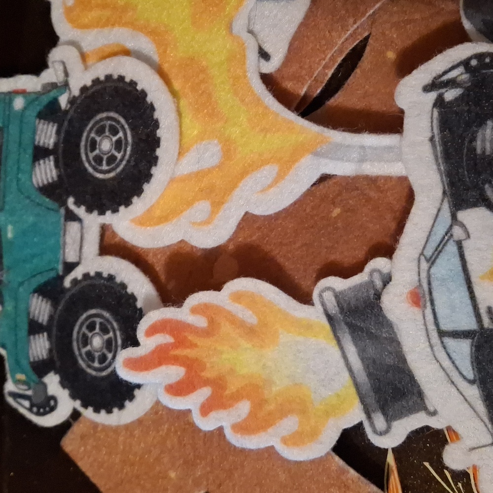 Monster Truck Feltboard Flannelboard Set Racetrack Flags - Picture 4 of 7